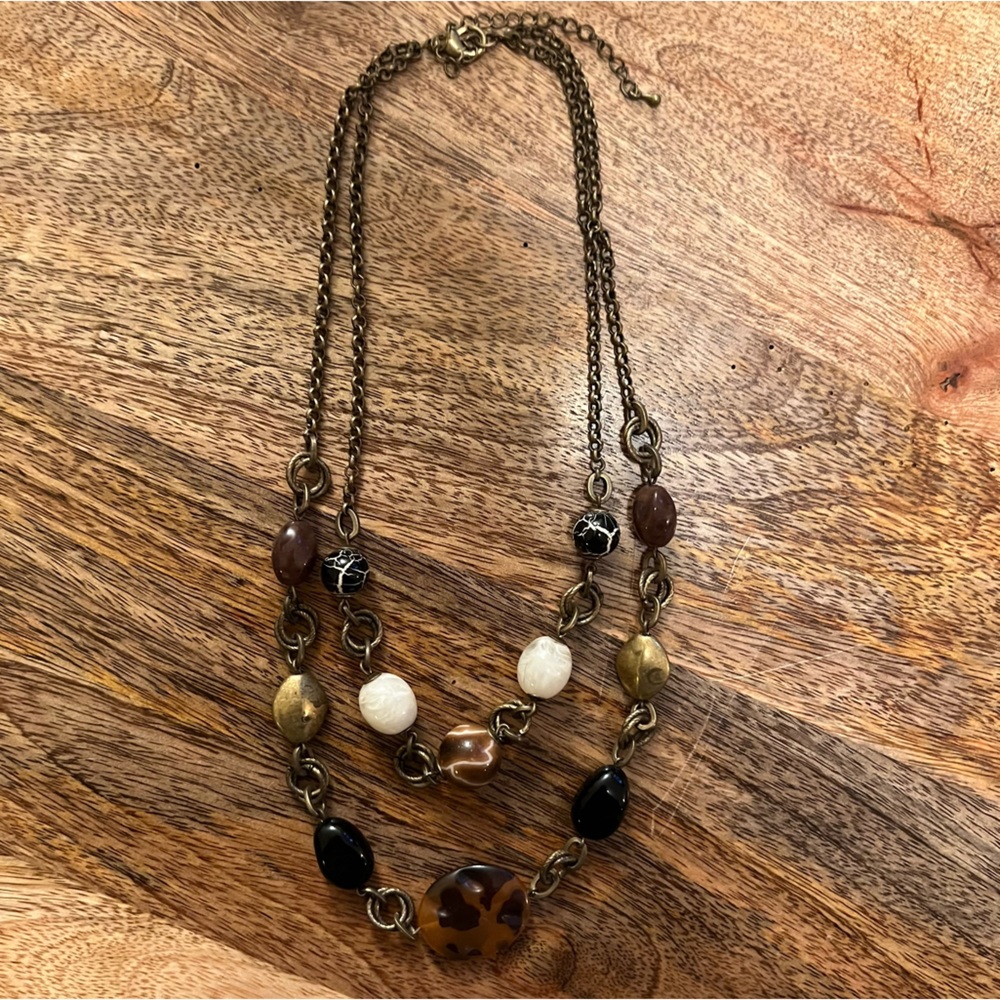 ‼️LAST CHANCE‼️ Brown Beaded Double Strand Necklace